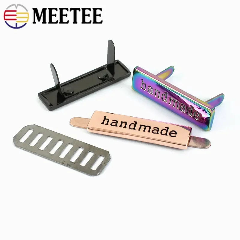 15/500pcs 36*10mm Handmade Metal Bag Labels Tag Handcraft Decorative Buckles for Purse DIY Hardware Sewing Leather Accessories