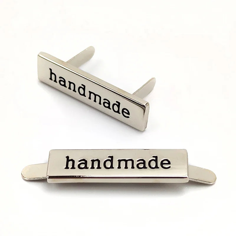 15/500pcs 36*10mm Handmade Metal Bag Labels Tag Handcraft Decorative Buckles for Purse DIY Hardware Sewing Leather Accessories