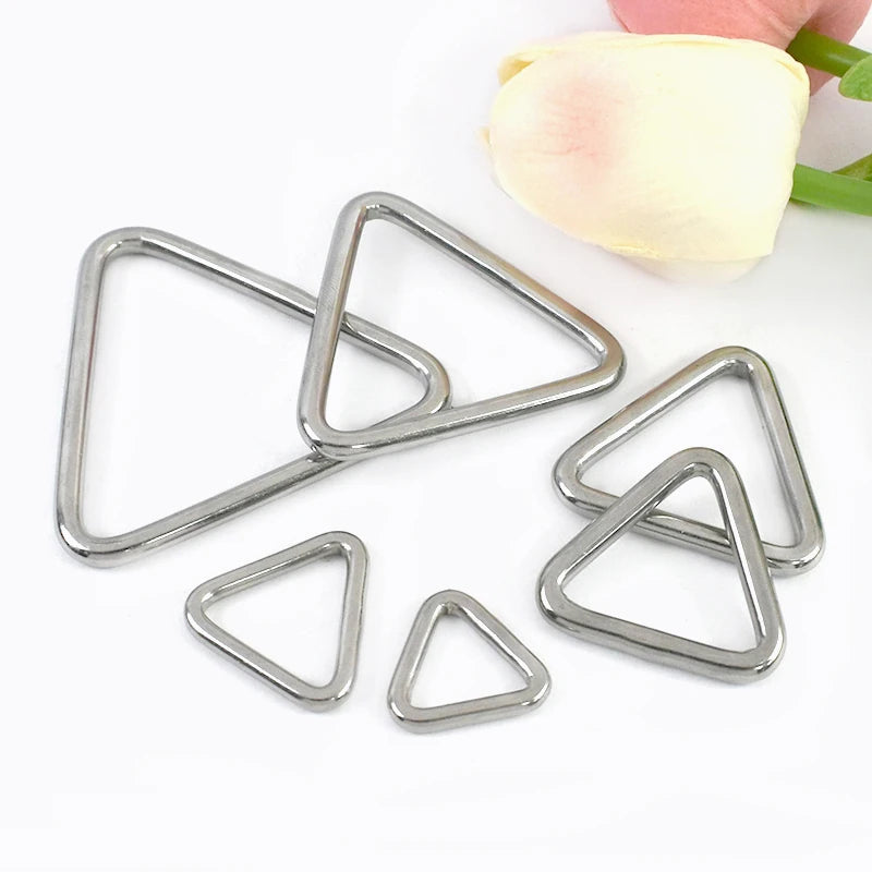 25/900Pcs 304 Stainless Steel D Ring Buckles Webbing Strap Connectors Hook Dog Collar Triangle Rings Buckle Bag Hanger Loop Clasp