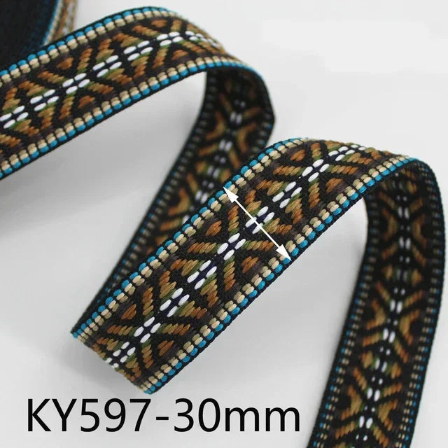 5/180Meters 30/38mm Jacquard Webbing Tapes Ethnic Lace Ribbons For Bag Strap Sewing Tape Bias Binding DIY Garment Accessories