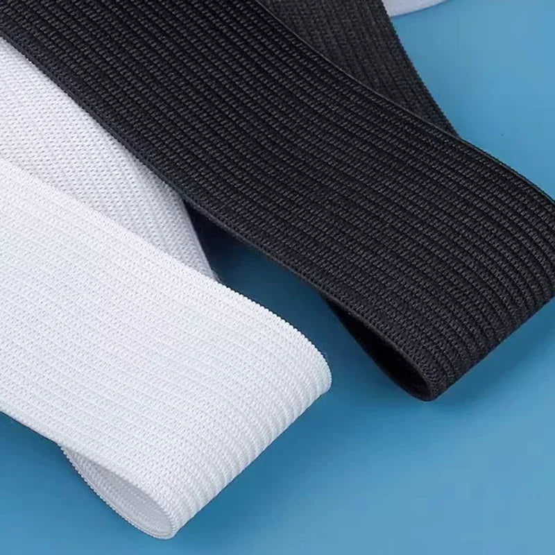 30/1000M Black White Sewing Elastic Band 3mm-50mm Garment Trousers Belt Rubber Bands Mask Strap Stretch Tape HairBand Bungee Cord