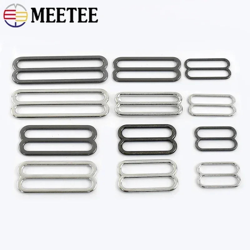 50Pcs 10-50mm Metal Buckles 8-shaped Tri-Glide Adjuster Slider Bikini Bra Rings Strap Belt Hook Clasp Webbing Bag Accessories