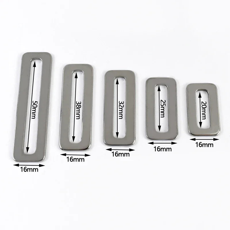 25/800Pcs 20-50mm Stainless Steel Bag Strap Buckles Tri-Glide O Ring Adjustment Buckle Full Slider Square Rings Belt Clip Clasp