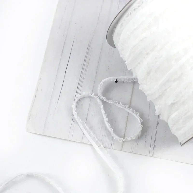 25/800Meters 6mm Elastic Band Pleated Lace Trim Stretch Ribbon for Sewing Underwear Strap Clothes Rubber Band DIY Accessories