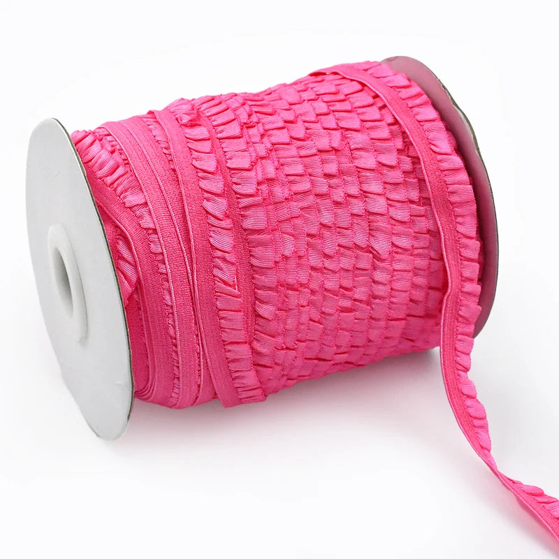 Meetee 20/600meters 10mm Ruffled Elastic Band Pleated Stretch Lace Trim Ribbon Baby Hairband Belt Shoes Tapes Sewing Accessory