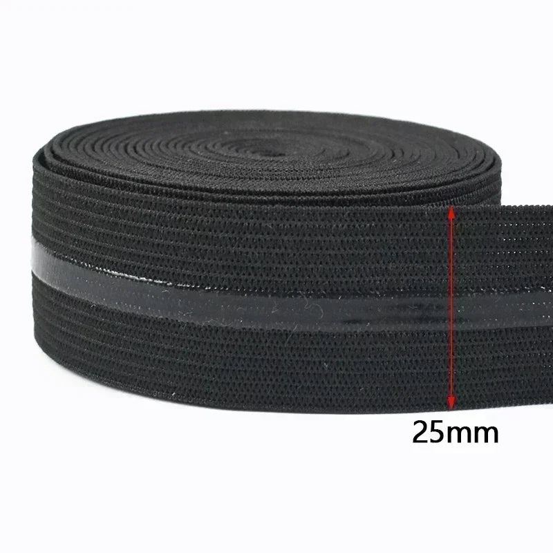 8/210M Meetee Black Silicone Elastic Bands Underwear Non-slip Rubber Tapes Waistband Belt Stretch Ribbon DIY Sewing Accessories