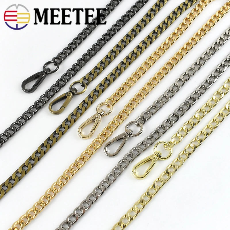 2/70Pcs Meetee 60/100/110/120cm Handbag Metal Chains with Buckles DIY Bags Purse Replacement Shoulder Straps Hardware Parts Accessories