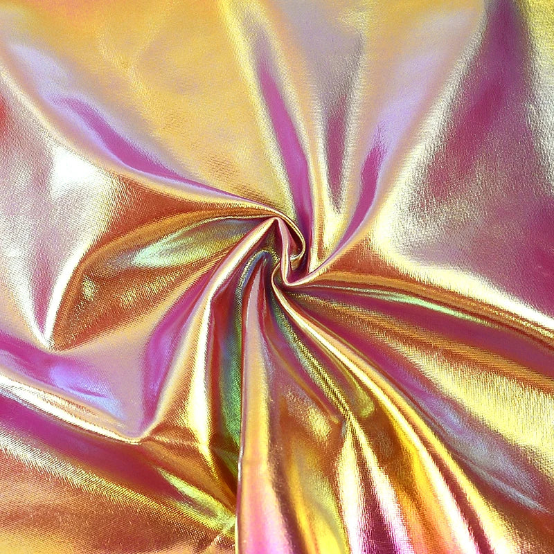 90/1350*145cm Metallic Foil Stretch Fabric Spandex Fabrics Laser Cloth for Sewing Costume Stage Party Christmas Craft Accessory