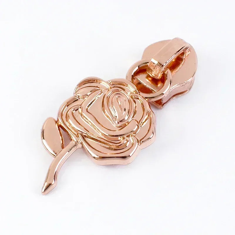 15-500Pcs 5# Rose Gold Zippers Sliders for Nylon Zip Tape Clothes Bag Sewing Zipper Replacement Puller Zips Repair Kit Accessories