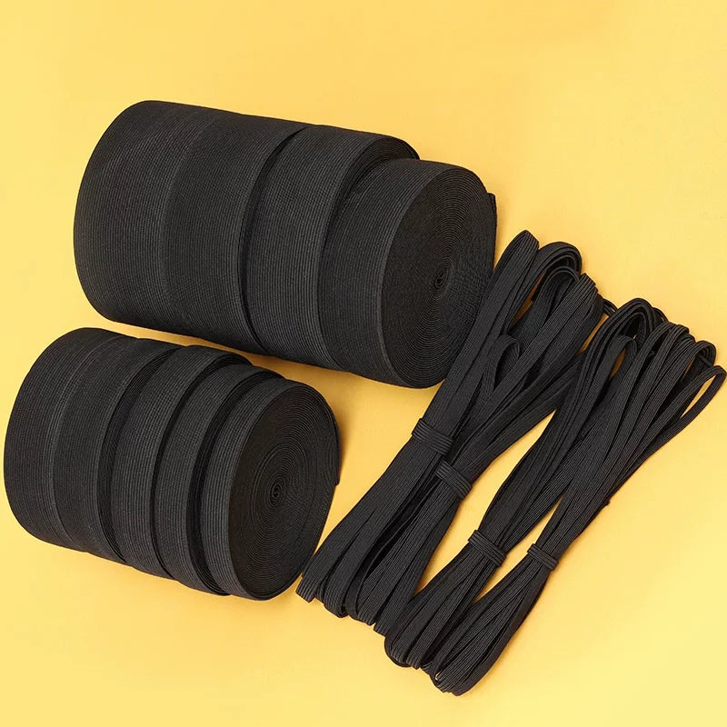 30/1000M Black White Sewing Elastic Band 3mm-50mm Garment Trousers Belt Rubber Bands Mask Strap Stretch Tape HairBand Bungee Cord