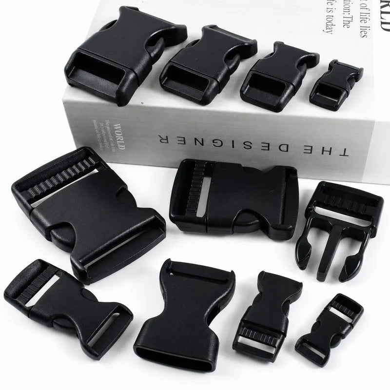 30/1000Pcs 10-38mm Black Plastic Buckles Bag Strap Side Release Buckle Dog Leash Adjust Belt Snap Button Webbing Clip Hook Fitting