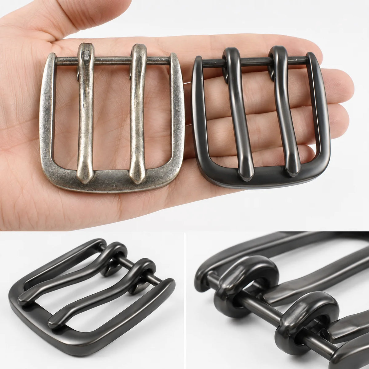 3/100Pcs 40mm Metal Pin Buckle Garment Belt Adjuster Clasp Double Bag Strap Hook Pants Jeans Buckles DIY Sewing Accessories