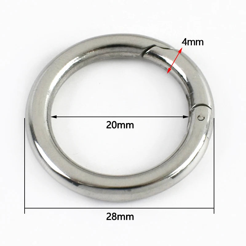 5/200Pcs 304 Stainless Steel Spring Buckle Openable O Ring Carabiner Bag Strap Snap Hook Pet Collar Clip Keychain DIY Accessories