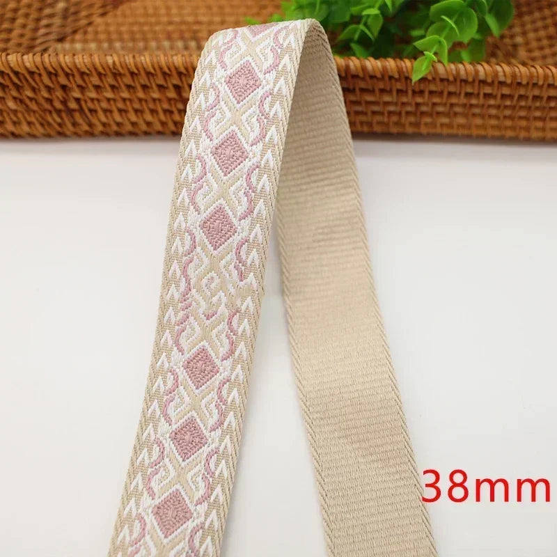 3/100Meters Meetee 38/50mm Jacquard Webbing Tape Bag Ribbon Strap Garment Sewing Decoration Ribbons Tapes Home Textile Accessory