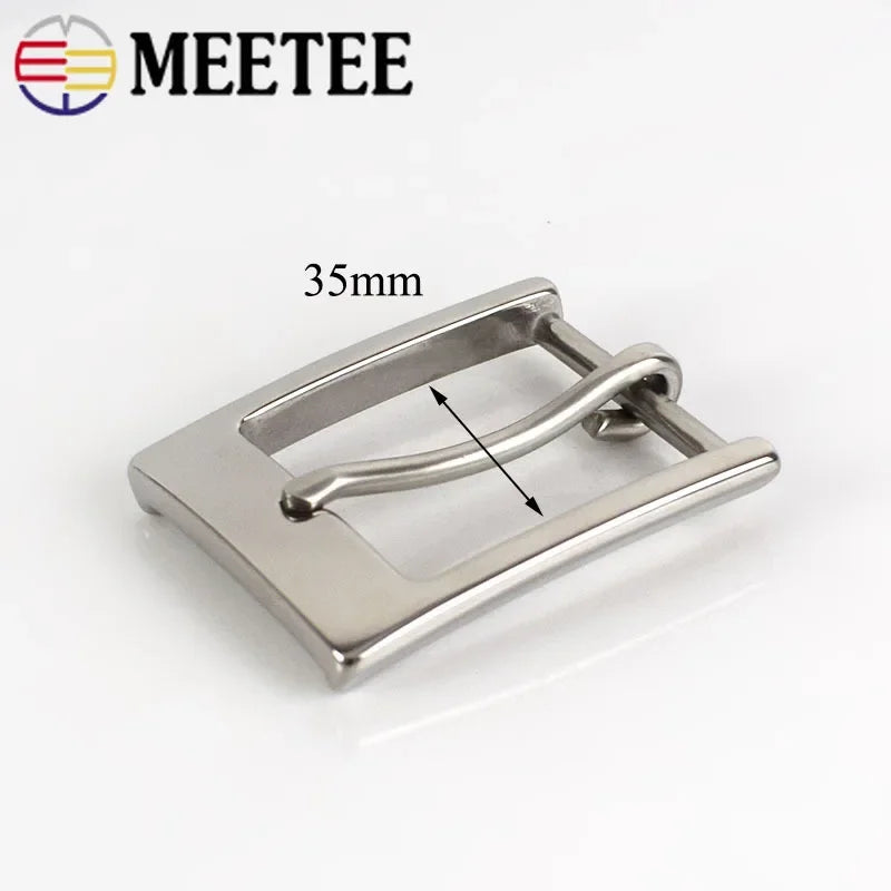 Meetee 1pc/30pcs 35mm Stainless Steel Belt Buckles Men Pin Buckle Belts Head DIY Leather Craft Hardware Decor Accessories ZK842