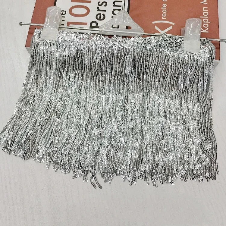 3/100Yards 17cm Metee Fringe Tassel Lace Ribbon Sequin Trims Colored For Dress Clothes Decorative Crafts Clothing Accessories