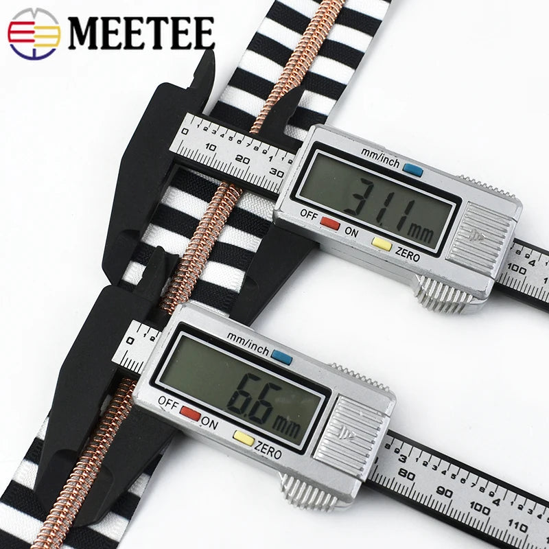 5/120M Meetee 5# Nylon Zipper Tapes Stripe Coil Zippers Garment Clothes Bag Decoration Zip Roll Repair Kit DIY Sewing Accessories