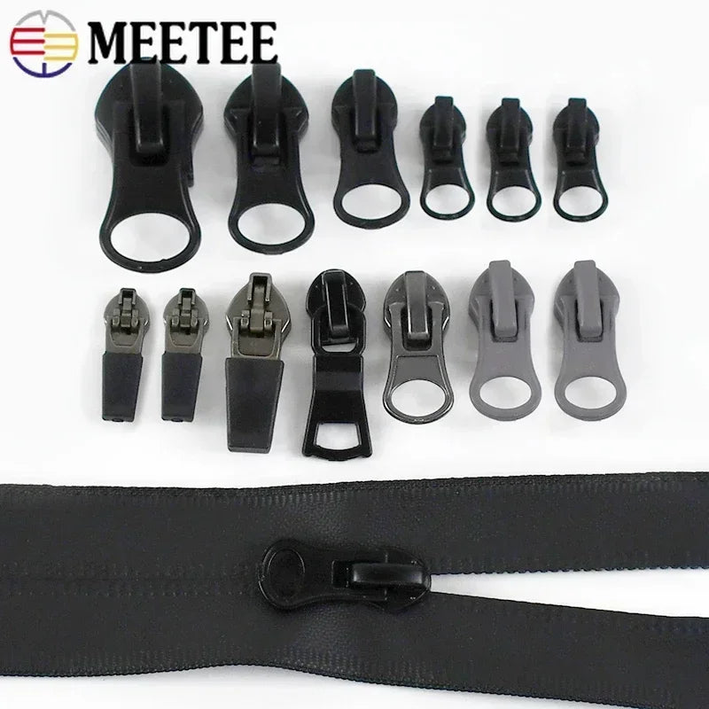 30/500Pcs Nylon Zip Slider Puller Reversed Zipper Head for Invisible Waterproof Zippers Luggage Coat DIY Sewing Accessories