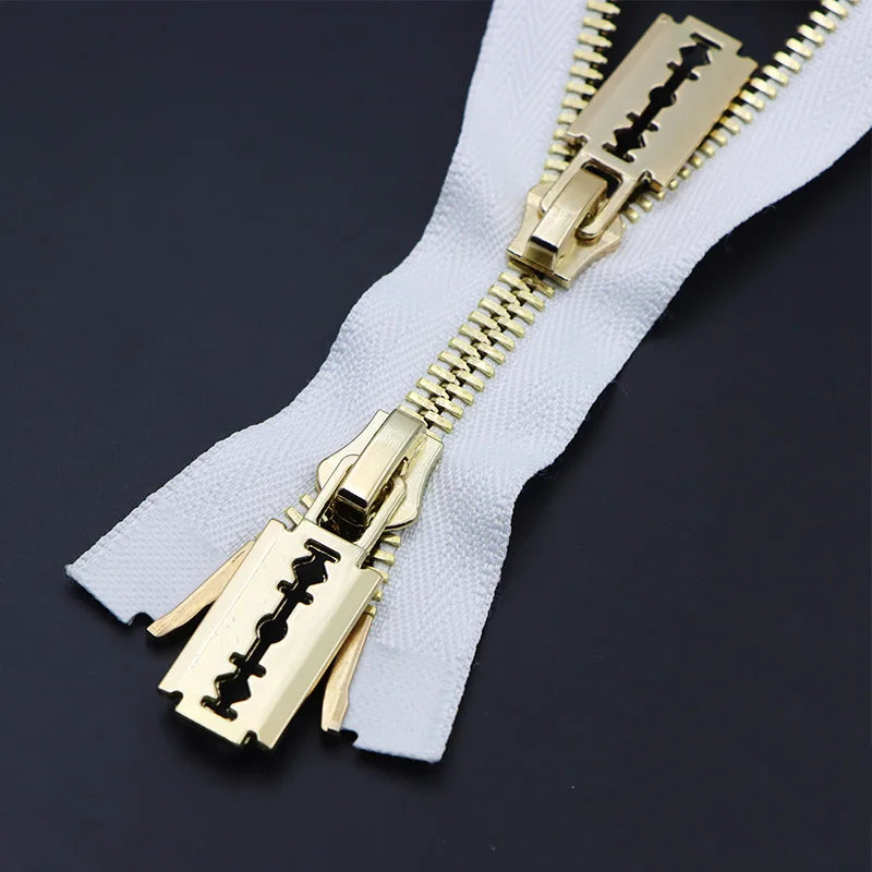Meetee 1/20pcs 80/100/120cm 8# Double Sliders Zipper Metal Open-End Zips for Down Jacket Coat Repair Parts Zippers DIY Sewing Zip
