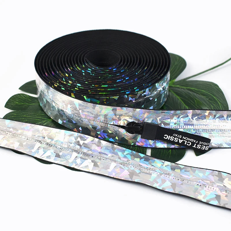 5/20Meters Meetee 5# Reflective Zipper Waterproof Nylon Zippers with Puller Bag Clothes Decoration Zips DIY Sewing Accessories