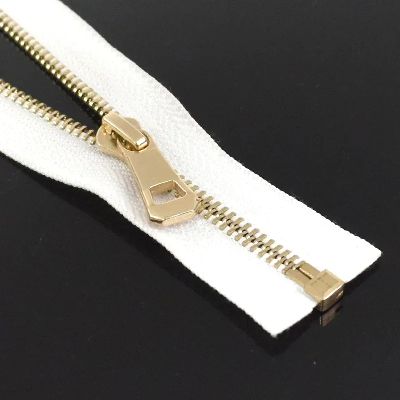 5/120Pcs 35-85cm 5# Metal Zippers Open-end Zip Tape Gold Sliver Teeth Open-End Zipper Repair DIY Clothing Bags Sewing Accessories