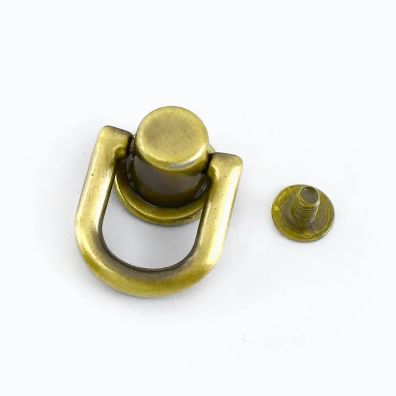 Meetee 10/300Pcs Metal D O Ring Stud Side Clip Bag Screw Nail Rivet Strap Connector Hang Hook Buckle DIY Purse Leather Accessories