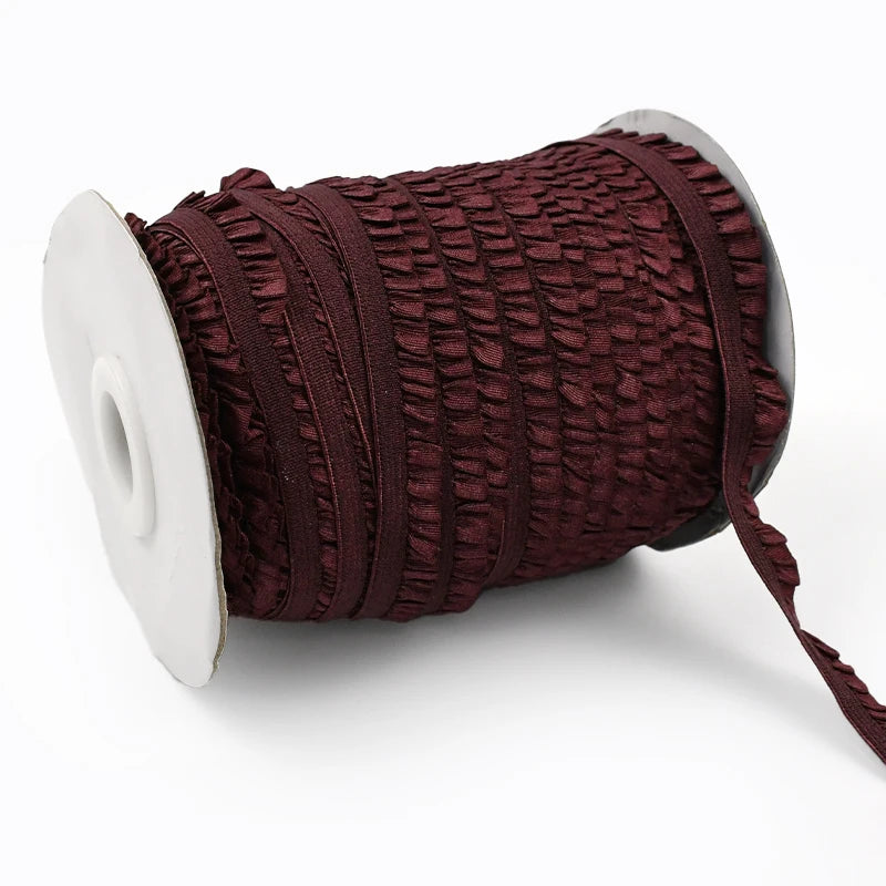 Meetee 20/600meters 10mm Ruffled Elastic Band Pleated Stretch Lace Trim Ribbon Baby Hairband Belt Shoes Tapes Sewing Accessory