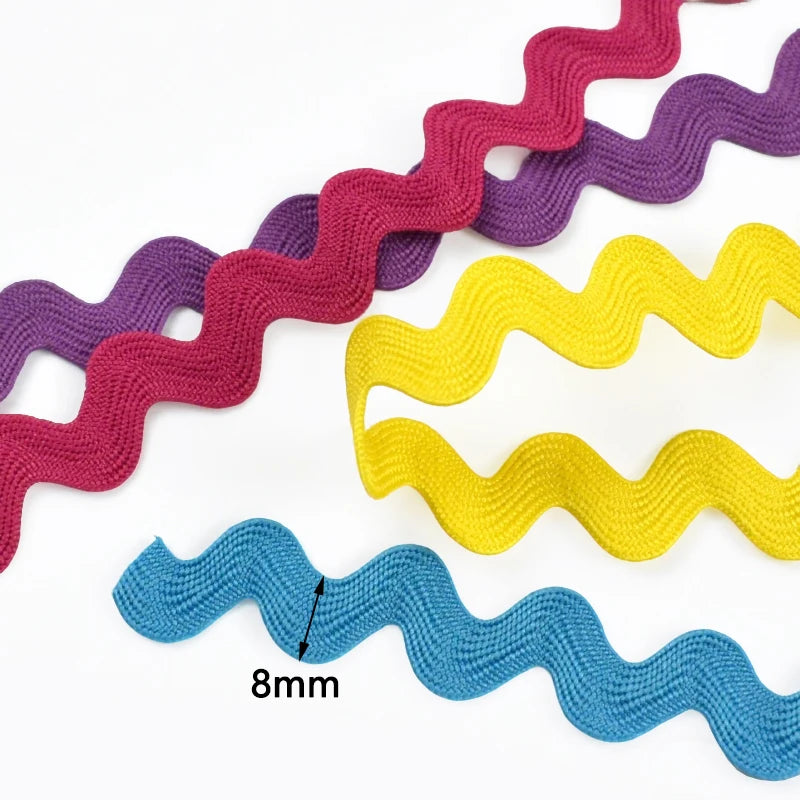 20/630Meters 8mm Curve Wavy Lace Trim Ribbon for Costume Pillow Decorations Laces Polyester Tapes Sewing Trimming Accessories
