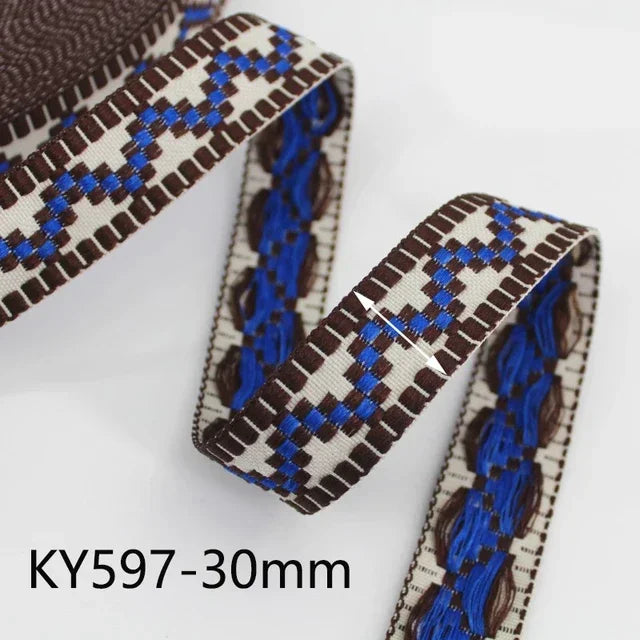 5/180Meters 30/38mm Jacquard Webbing Tapes Ethnic Lace Ribbons For Bag Strap Sewing Tape Bias Binding DIY Garment Accessories