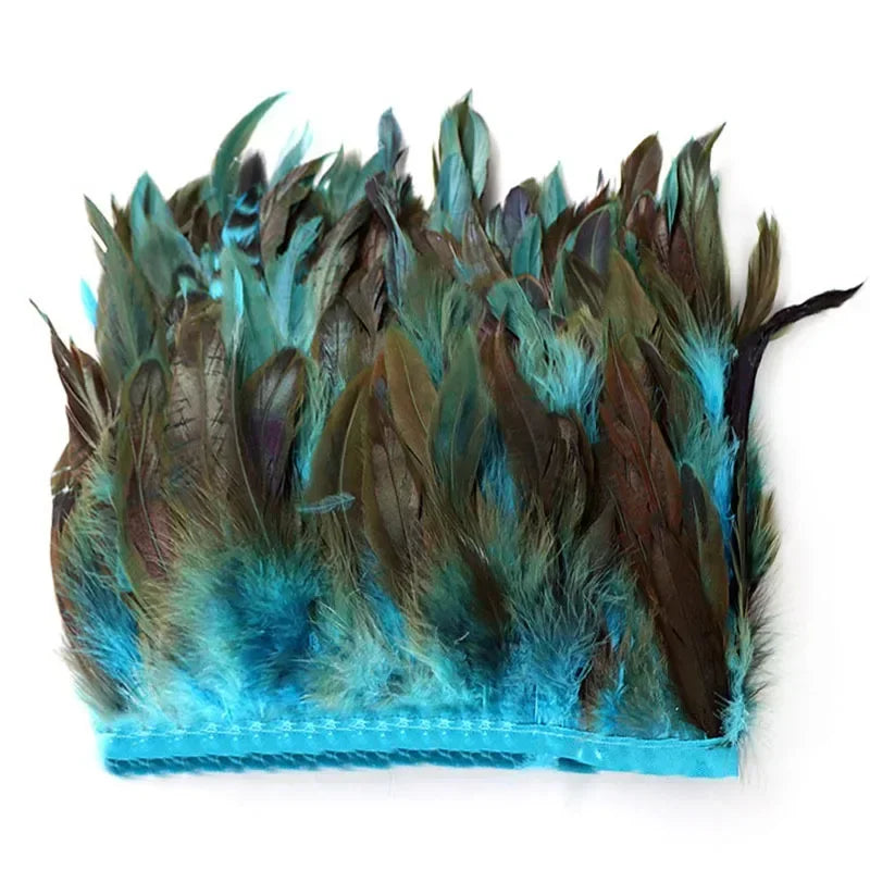 3/100M Meetee 5-6inch Natural Rooster Feather Tassel Lace Trim Fringe Ribbon for Party Dance Clothes Handmade Crafts Accessories