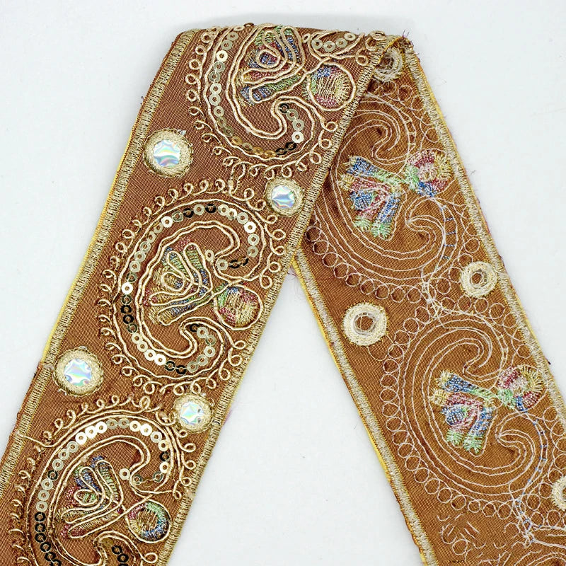 5/150Yards 5CM Embroidered Sequin Lace Ribbon Dance Dress Garment Decoration Webbing Tape DIY Sewing Trims Handmade Accessories