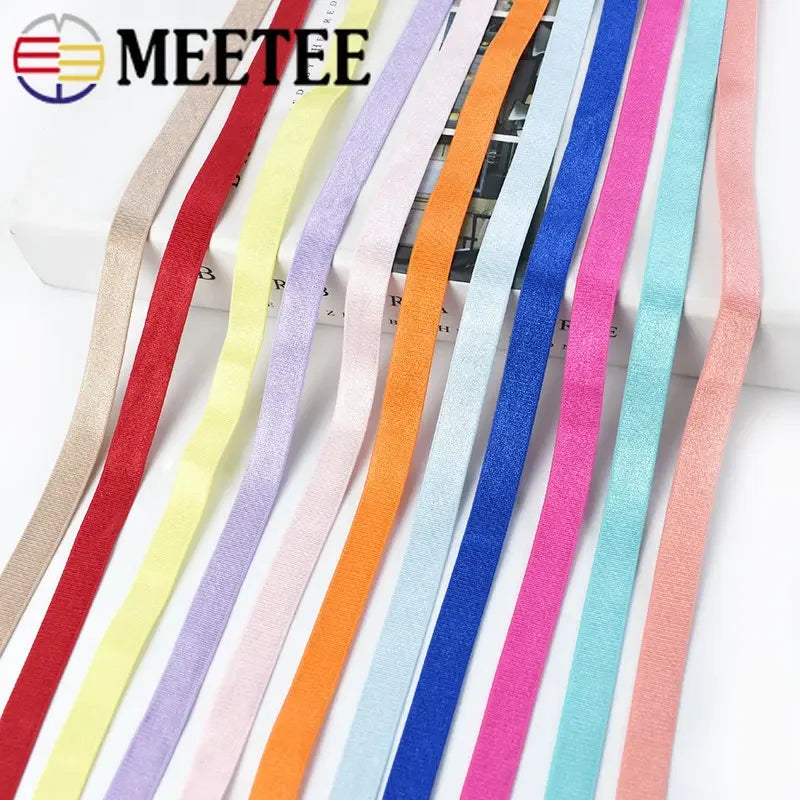 Meetee 10/300meters 12mm Elastic Bands for Underwear Bra Shoulder Strap Yoga Belt Hair Band DIY Sewing Garment Accessories