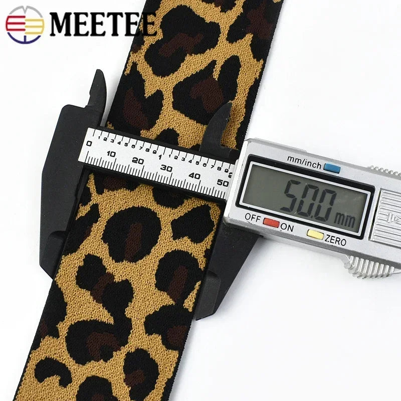15/500Meters 15-50mm Leopard Jacquard Elastic Band for Sewing Clothes Yoga Sport Pants Rubber Ribbon Belt DIY Garment Accessories