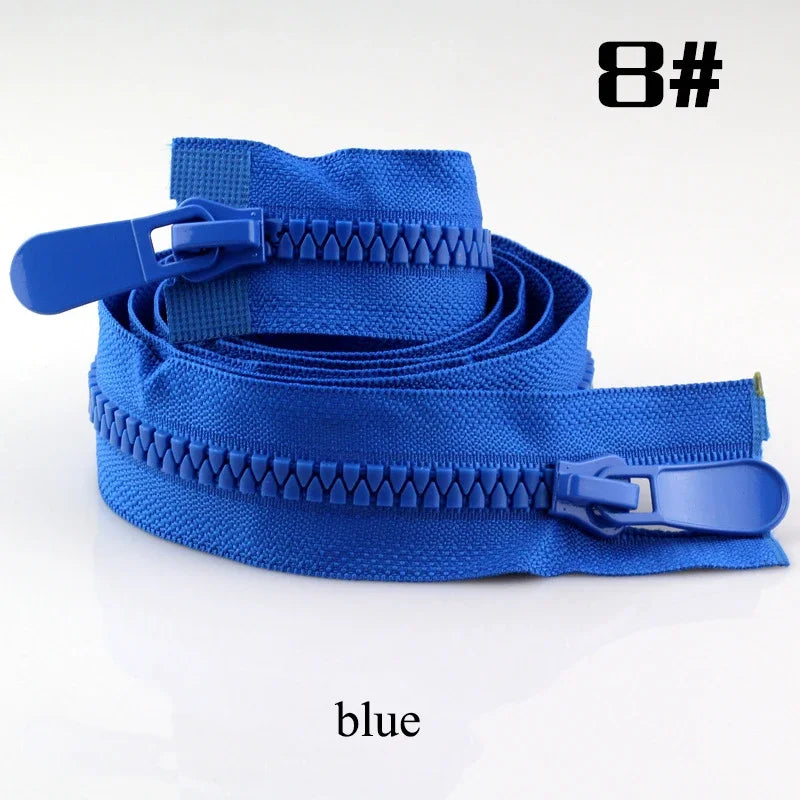 2/70Pcs Meetee 120cm 8# Resin Zippers Open End Double Slider Head Zip for Down Jacket Outdoor Backpack Tent Bag DIY Sewing Accessories