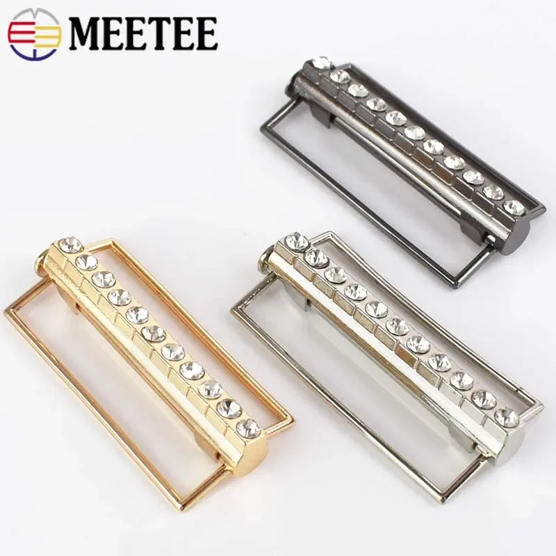 3/100Pcs Meetee 50mm Metal Alloy Belt Buckle Decor Buckles for Women's Coat Down Jacket DIY Clothing Hasp Bags Buttons Accessories