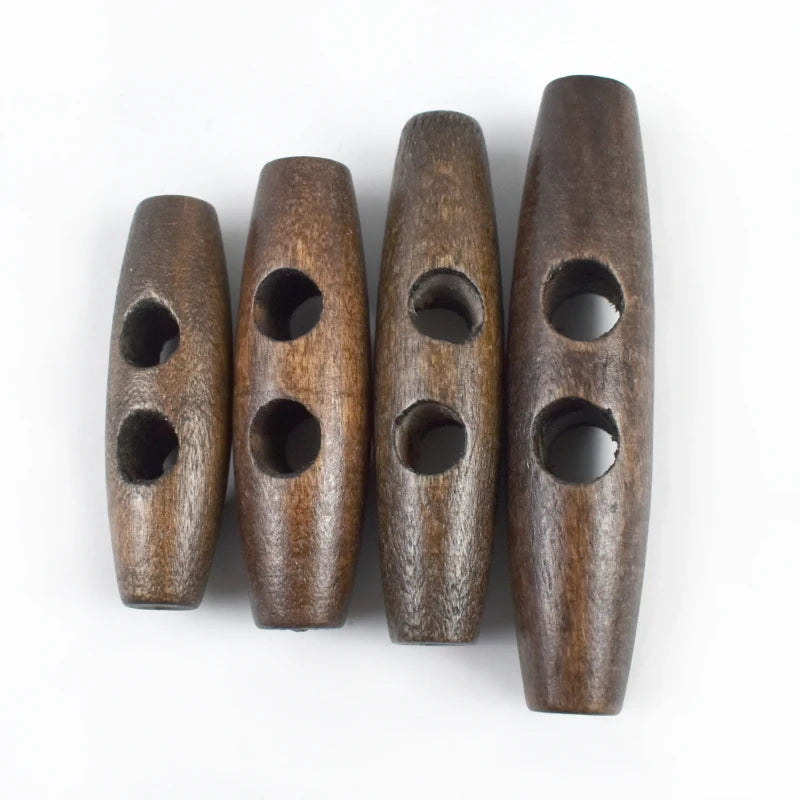 30/1000pcs Meetee Wooden Buttons 30-60mm 2 Holes Natural Wood Horn Toggle for Wool Sweater Coat Bags Garment Accessories C1-27