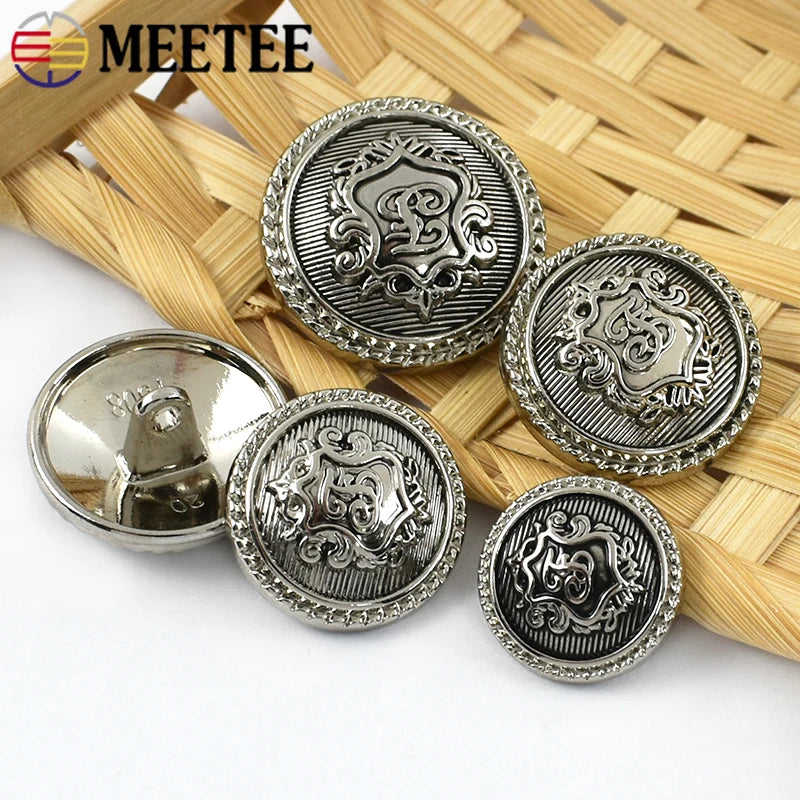 100Pcs Meetee Silver Retro Round Metal Buttons Coat Jacket Jean Decor Buckle Clothes Bag Sewing Button DIY Garment Accessories