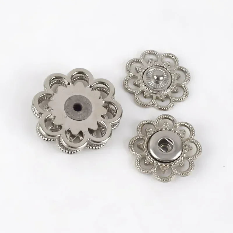Meetee 15/300sets Scrapbooking Decor Metal Buttons Snap Stud Fastener Hollow Press Buckles for DIY Sewing Jacket Coat Clothes Craft