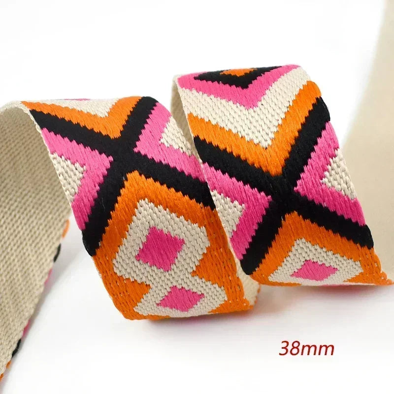 5/150Meters Nylon Webbing Band 38/50mm Jacquard Ribbon Strap 2mm Thick Handbag Garment Decorstive Webbings DIY Sewing Accessories