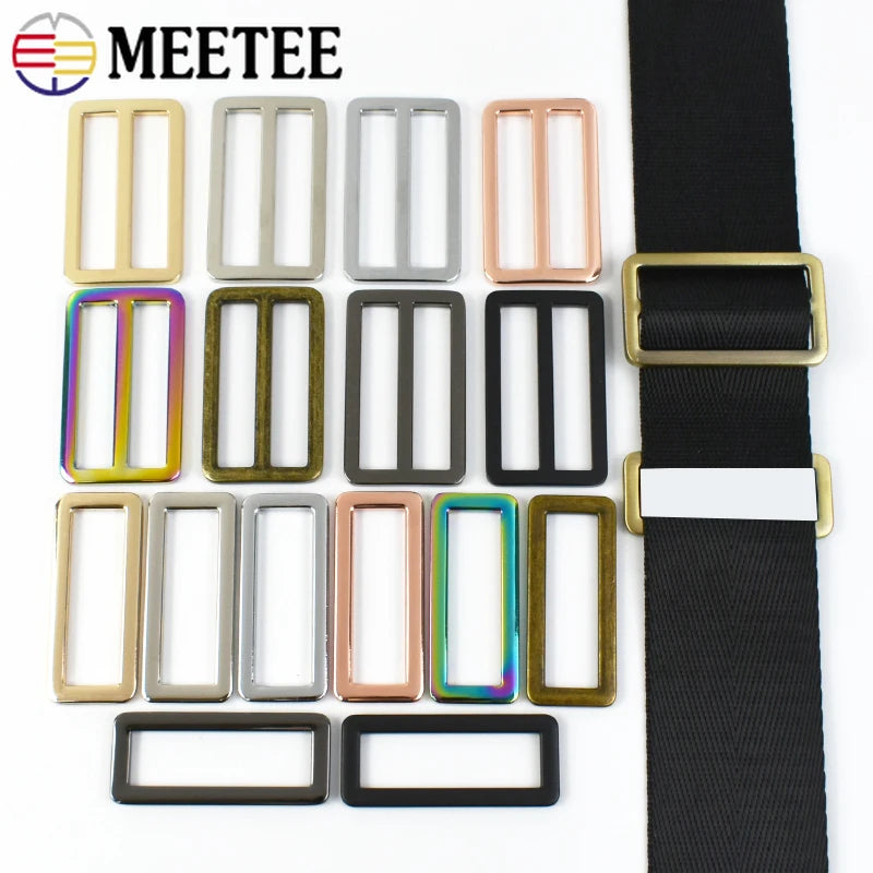15/500Pcs 20-50mm Metal Ring Buckle Bag Strap Tri Glide Slider Adjuster Webbing Backpack Belt Clasp Hook DIY Hardware Accessories
