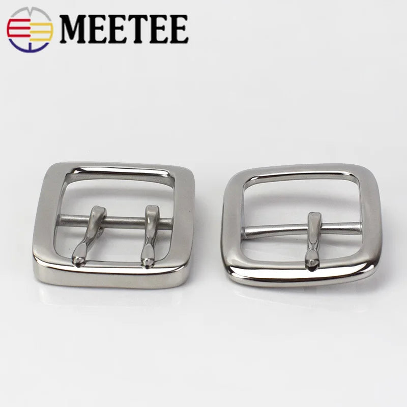 Meetee 1/40pcs 40mm Stainless Steel Single Double Pin Buckles Men's Belt Buckle Head DIY High Quality Hardware Leather Accessories