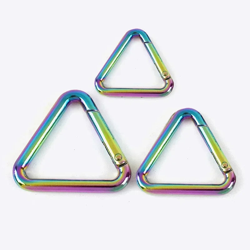 15/500Pcs Metal Triangle Spring Ring Openable Bag Belt Strap Buckle Carabiner Connect Keyring Dog Chain Snap Clasp Trigger Hook