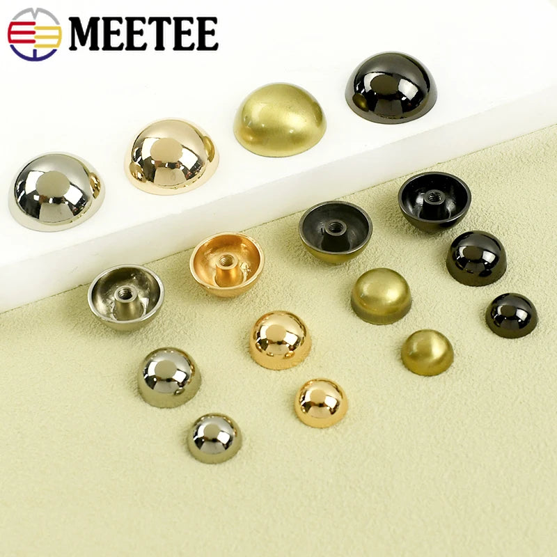 Meetee 30/1000Pcs 8/10/12/15/20mm Metal Buckles Decorative Rivets for Bag Belt Shoes Round Nailhead Clasp DIY Hardware Accessories