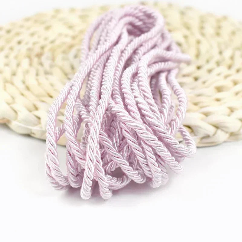 25/930M 3mm Polyester Twisted Braided Cord 3 Shares Ropes for Bag Strap Curtain Decorative Gift Box Rope DIY Sewing Accessory