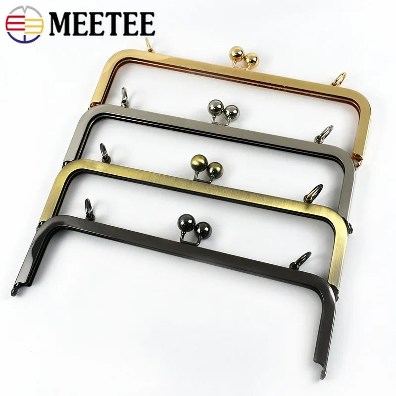 2/30Pcs 20/25cm Metal Purse Frame Kiss Clasp Square Handles Wallet Clutch Brackets with Screws Handbag DIY Sewing Accessories