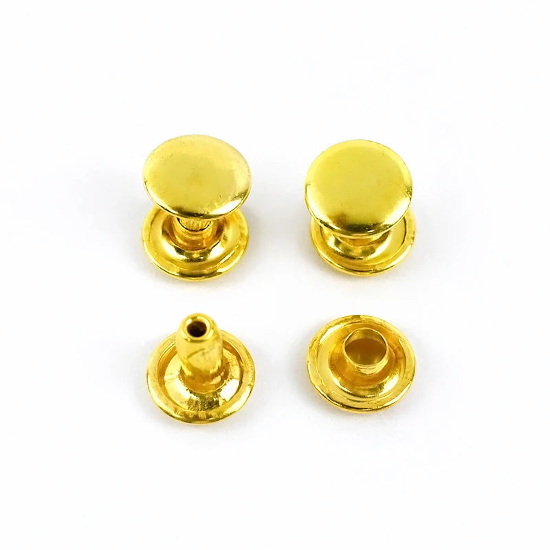 100sets Metal Double Cap Rivet Studs Button Round Rivets Nail for Leather Craft Bag Belt Shoes Garments Hat Pet Collar Buckle