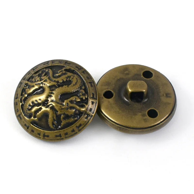 30/500Pcs Meetee Antiqued Bronze Gold Metal Buttons Dragon for Suits Shirt Coat Jacket Shank Buckle Sewing Clothes Accessories B3-17
