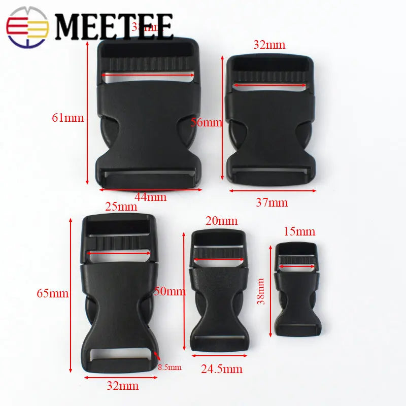 30/600Pcs Meetee 15-38mm Plastic Release Buckles Backpack Strap Hook Clip Safety Pet Collar Outdoor Luggage Webbing Accessories