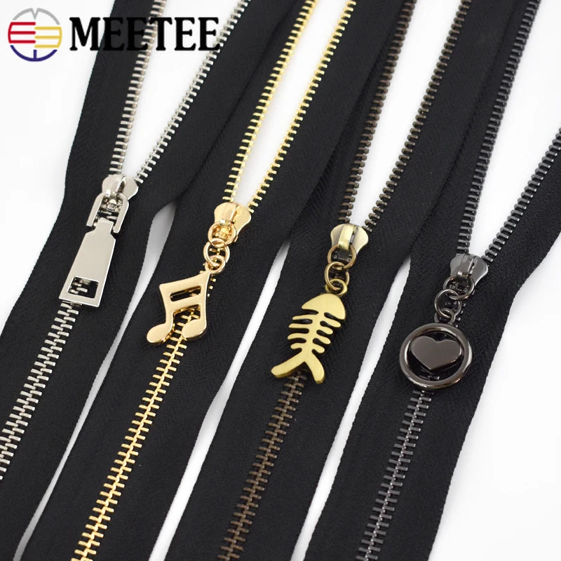 30/500pcs Meetee Zipper Slider for 5# Sewing Metal Zippers DIY Zips Head Bag Pocket Wallet Repair Kits Replacement Tailor Tools