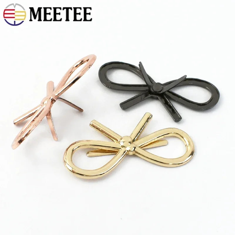 Meetee 20/600Pcs  44*22mm Bow Shoes Buckle Metal Bags Clothing Decor Buckles DIY Leather Craft Luggage Hardware Accessories BD437